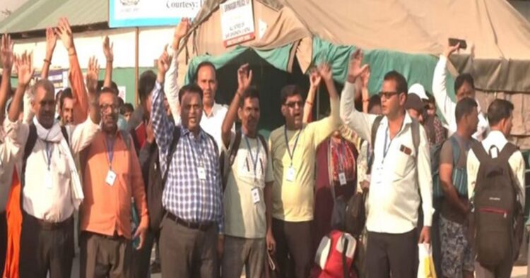 On Sunday morning another fresh batch of pilgrims left for their journey to the Amarnath shrine under heightened security measures.