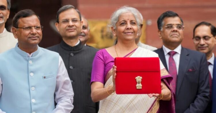 Finance Minister Nirmala Sitharaman arrived in Parliament to present the Union Budget for 2024-25