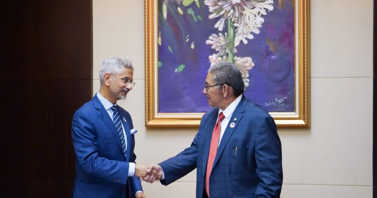 On Friday External Affairs Minister S Jaishankar met with the Minister of Foreign Affairs of Brunei Dato Haji Erywan on the sidelines of the ASEAN meetings in Vientiane, Laos and launched a logo celebrating 40 years of diplomatic relations of both the countries.