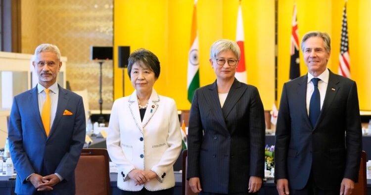 On Monday top diplomats from Japan, US, Australia and India met to discuss security concerns and joint support to reinforce maritime safety and cybersecurity in the Indo-Pacific region amid growing tensions with China.