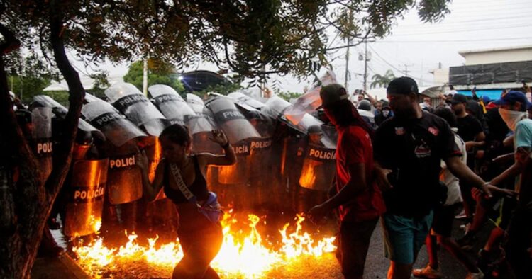 Over Sunday's contested election results tear gas and rubber bullets were fired against the protesters.