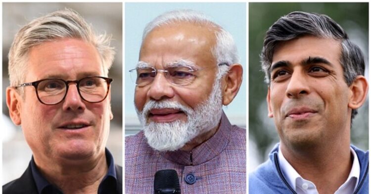 Prime Minister Narendra Modi on Friday congratulated Labour Party's leader, Keir Starmer on his remarkable victory in the UK general elections, and thanked Rishi Sunak for his active contribution to deepening India-UK ties.