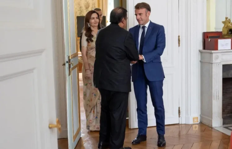 Nita Ambani and Mukesh Ambani Meet French President Macron in Paris Ahead of Paris 2024 Olympics