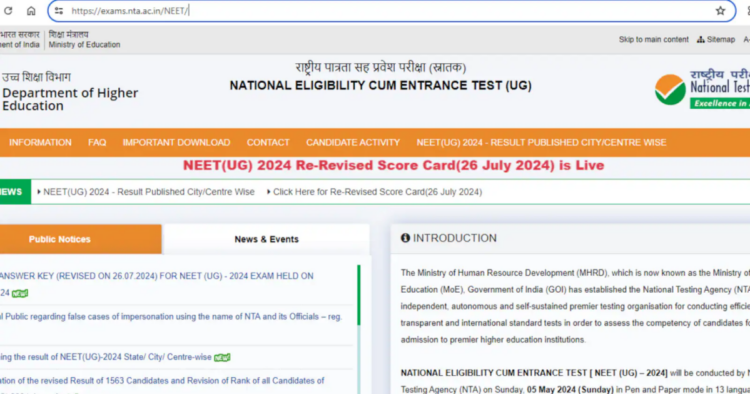 National Testing Agency declares re-revised results of NEET-UG 2024