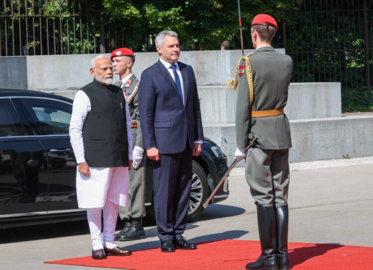 Prime Minister Narendra Modi on Wednesday held delegation-level talks with Austrian Chancellor Karl Nehammer