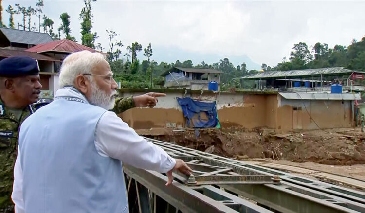 Wayanad, Aug 10: Prime Minister Narendra Modi visits the landslide-affected area in Wayanad on Saturday