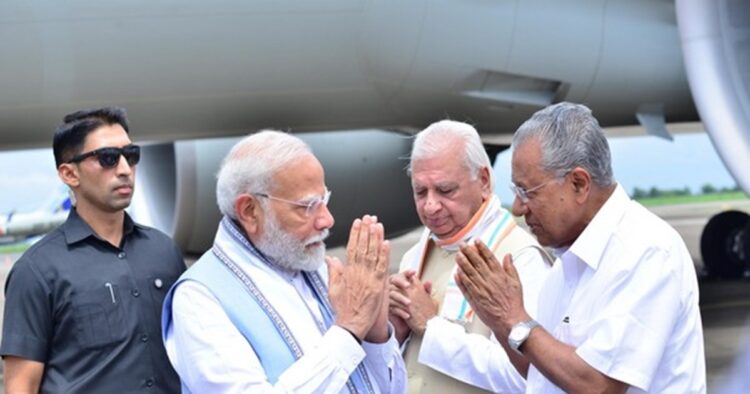 On Saturday Prime Minister Narendra Modi arrived at Kannur Airport on Saturday ahead of proceeding to visit landslide-affected Wayanad to review relief and rehabilitation efforts in the region.