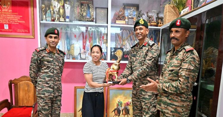 The Indian Army on Monday honoured Olympic weightlifting champion Saikhom Mirabai Chanu at her residence in Manipur, recognizing her outstanding performance at the Paris Olympics 2024.