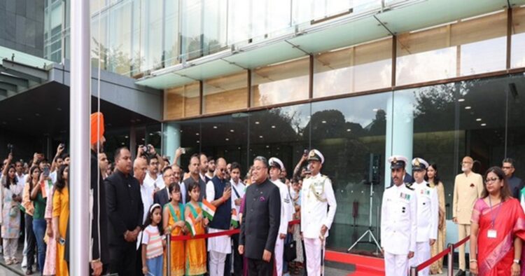 Indian Ambassador to Japan, Sibi George hoisted the Indian flag on Thursday at a flag-hoisting ceremony held at the Indian Embassy in Tokyo on the 78th Independence Day.