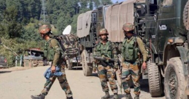 An exchange of fire broke out between terrorists and security forces in Jammu and Kashmir's Baramulla district on Saturday.