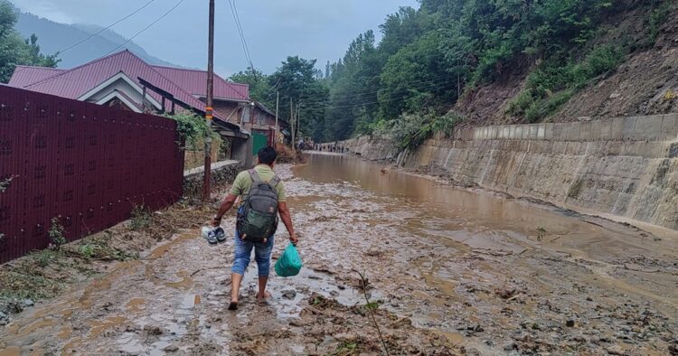 A cloudburst in Ganderbal district of Jammu and Kashmir has damaged a road, leading to the closing of the arterial Srinagar-Leh national highway, officials said on Sunday.