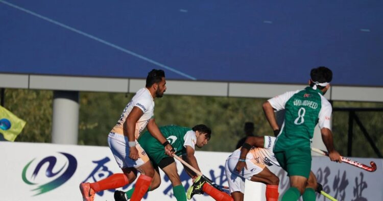 India continued its victory in the 2024 Asian Champions Trophy Hockey with a hard-fought 2-1 win over arch-rivals Pakistan in Hulunbuir (China)