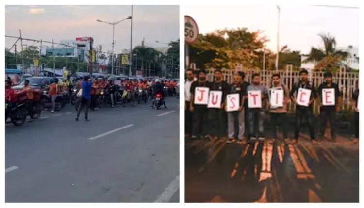 On September 5, 2024, delivery partners of food aggregators like Swiggy, Zomato, Blinkit, and Zepto organized a big rally in Kolkata in demand for justice for the victim of the RG Kar Hospital rape and murder case