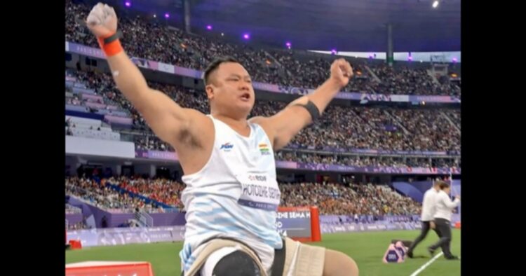 Indian para-athlete Hokato Hotozhe Sema won a bronze medal for the country at the ongoing Paris Paralympics in the final of the men's shot put F57 final