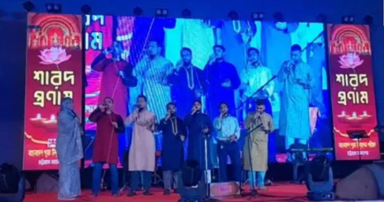 On Thursday evening, a group of Muslim men spoiled the sanctity of a Durga Puja mandap in Chittagong city of Bangladesh by forcibly singing Islamic songs