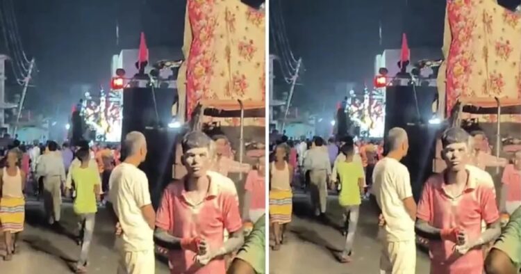 In Deoria, Uttar Pradesh, a violent incident occurred during a Durga murti visarjan procession on Wednesday