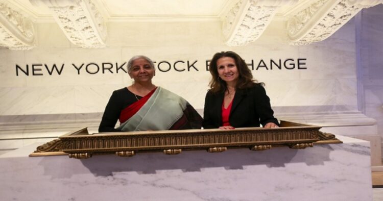 Union Finance and Corporate Affairs Minister Nirmala Sitharaman on Monday addressed the 'Roundtable on Investment Opportunities in India' at the New York Stock Exchange