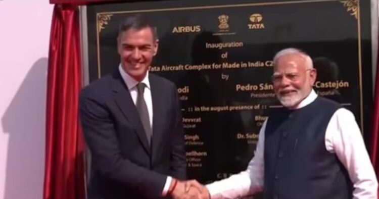 On Monday, Prime Minister Narendra Modi and his Spanish Prime Minister Pedro Sanchez inaugurated an aircraft manufacturing facility in Gujarat's Vadodara