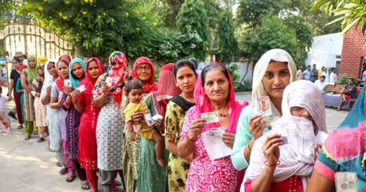 The festival of democracy is being celebrated with great pomp in Haryana as voters are standing in queues to cast their votes