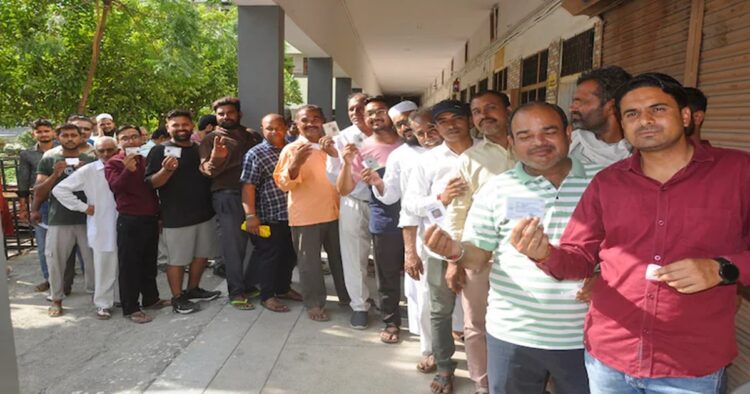 The festival of democracy is being celebrated with great pomp in Haryana as voters are standing in queues to cast their votes