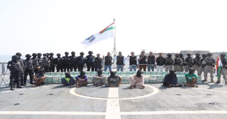 The Indian Navy, along with Gujarat ATS and NCB, has carried out a major operation against drugs in the sea of ​​Porbandar