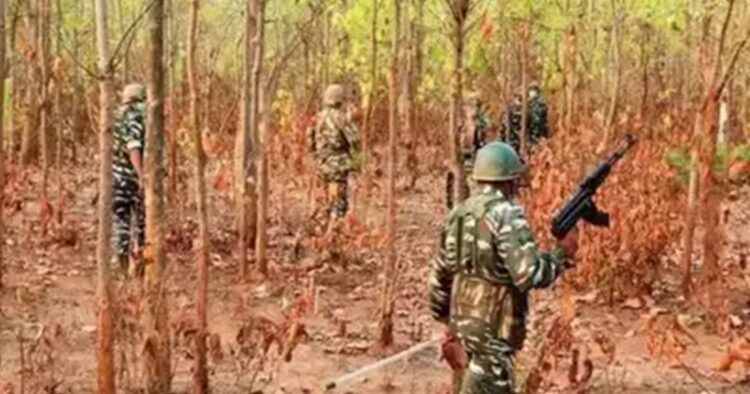 A heavy exchange of fire has been ongoing between Maoists and security forces in the forests of Abujhmarh, bordering the Kanker-Narayanpur districts of Bastar division in Chhattisgarh  wherein five Naxalites have been killed