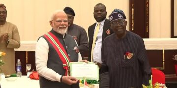 On Sunday, Nigerian President Bola Ahmed Tinubu honoured Prime Minister Narendra Modi with the 'Grand Commander of the Order of the Niger' award