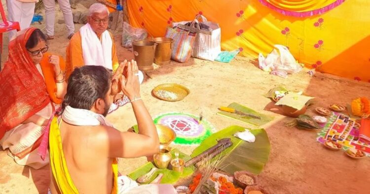 The Bhoomipujan ceremony for ‘Kharavel Nilaya,’ organised by the Samskriti Suraksha Samiti in Bhubaneswar, took place recently