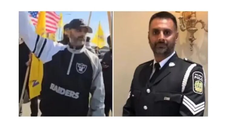 A Peel Regional Police officer in Canada, Sergeant Harinder Sohi has been suspended for participating in Sikh Separatists protests and attacking Hindus in the latest Brampton temple attacks