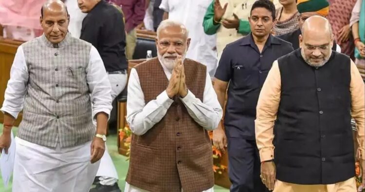 Prime Minister Narendra Modi was joined by the Union Ministers for the screening of Vikrant Massey-starrer movie 'The Sabarmati Report' on Monday at 4 pm at the Balayogi Auditorium in Parliament in the National Capital.