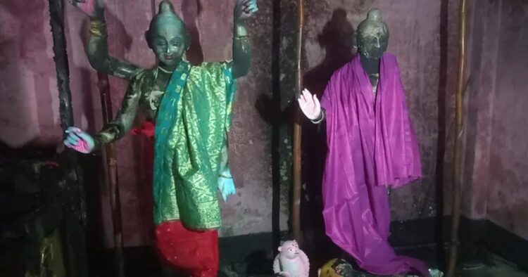 Amid the ongoing attacks on minorities especially the Hindus in Bangladesh, the police has taken one person under arrest for vandalising Hindu idols kept in an under-construction temple in the Shakuair area