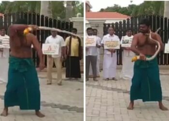 Tamil Nadu BJP president K Annamalai whipped himself in front of his house