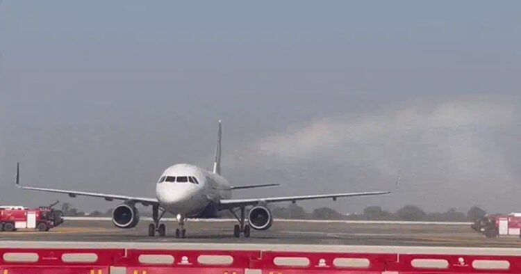 Noida's Jewar International Airport has conducted its first flight validation as IndiGo's test flight has landed at the Noida Airport