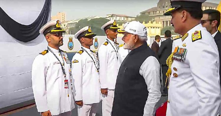 Prime Minister Narendra Modi dedicated three frontline naval combatants