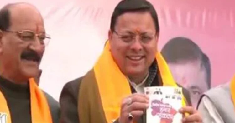 Uttarakhand Chief Minister Pushkar Singh Dhami released the party’s ‘Sankalp Patra’