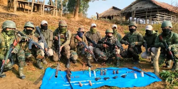 Security forces conducted a search operation in sensitive areas of hill and valley districts of Manipur