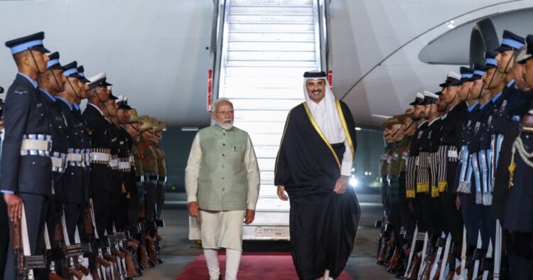 Prime Minister Narendra Modi personally received the Amir of Qatar, Sheikh Tamim Bin Hamad Al Thani, at the airport