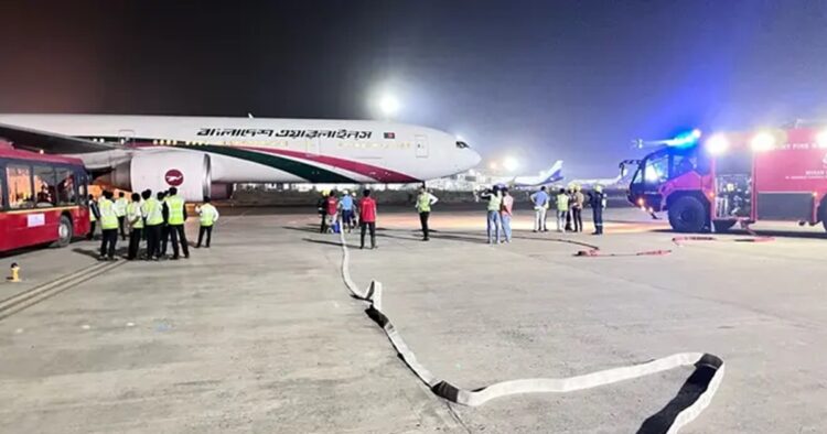 A Biman Bangladesh Airlines flight en route from Dhaka to Dubai made an emergency landing at Nagpur Airport in Maharastra around 12 AM today