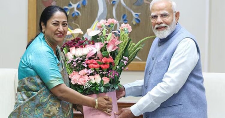 Newly appointed CM of Delhi, Rekha Gupta met Prime Minister Narendra Modi for the first time