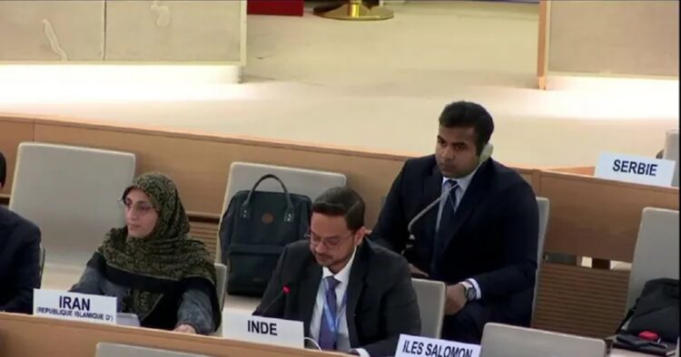 Kshitij Tyagi, Permanent Mission of India to the UN in Geneva, criticised Pakistan for consistently cancelling the Kashmir issue at the United Nations