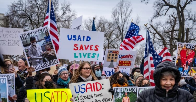 Protesters led by Democratic lawmakers and nonprofit workers demonstrated in Washington