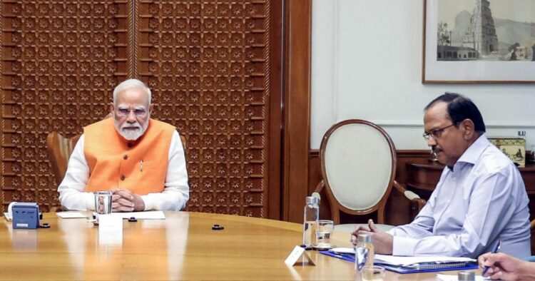 Prime Minister Narendra Modi with National Security Advisor Ajit Doval in New Delhi (PC: ANI)