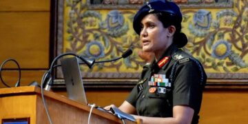Colonel Sofiya Qureshi addresses the media (Source: ANI Photo)