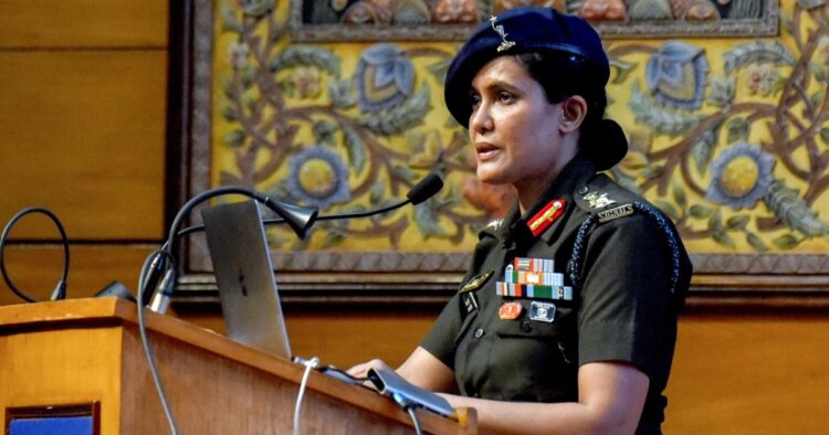 Colonel Sofiya Qureshi addresses the media (Source: ANI Photo)