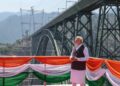 Prime Minister Narendra Modi visits the Chenab Rail Bridge during the inauguration of the Kashmir rail link, in Reasi, Jammu and Kashmir [Indian Press Information Bureau (PIB)]